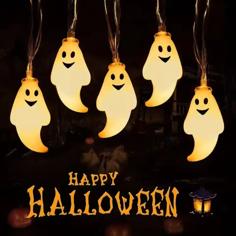 59.06inch 10 Lights, 3m 20 Lights Ghost Halloween Decoration String Lights, Battery Powered